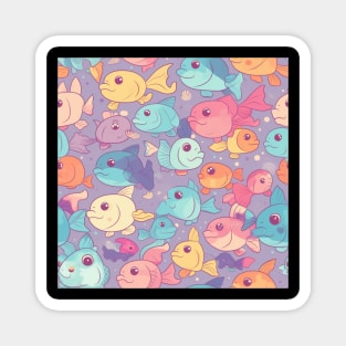 A Seamless Pattern of Adorable Pastel Fish Magnet