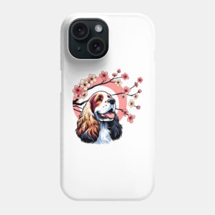 English Cocker Spaniel Enjoys Spring Cherry Blossoms Phone Case