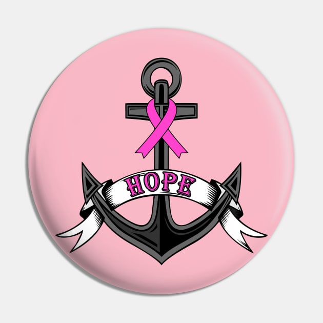 Breast Cancer Awareness Anchor of Hope Pin by DeesDeesigns