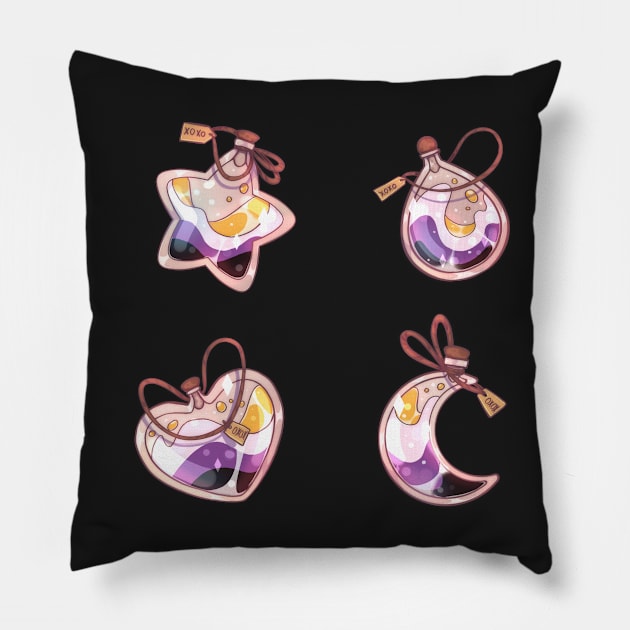 Non binary potions sticker set Pillow by Itsacuteart