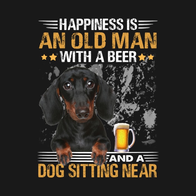 Happiness Is An Old Man With A Beer And A Dachshund Sitting Near by Magazine