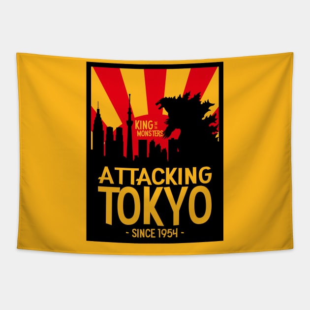 Attacking Tokyo since 1954 Tapestry by AngoldArts