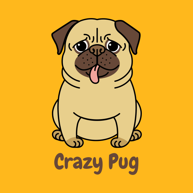 Crazy Pug Design by WaggyRockstars