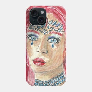 red  haired  woman  girl art Phone Case