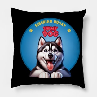 I Love my dog Siberian Husky Pillow