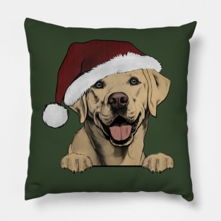 Labrador Retriever with Santa Hat Pillow