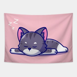 Cute Cat Sleeping Cartoon Tapestry