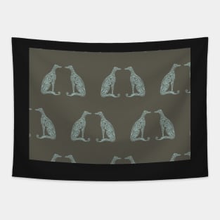 Double Greyhounds - Olive/Aqua Tapestry