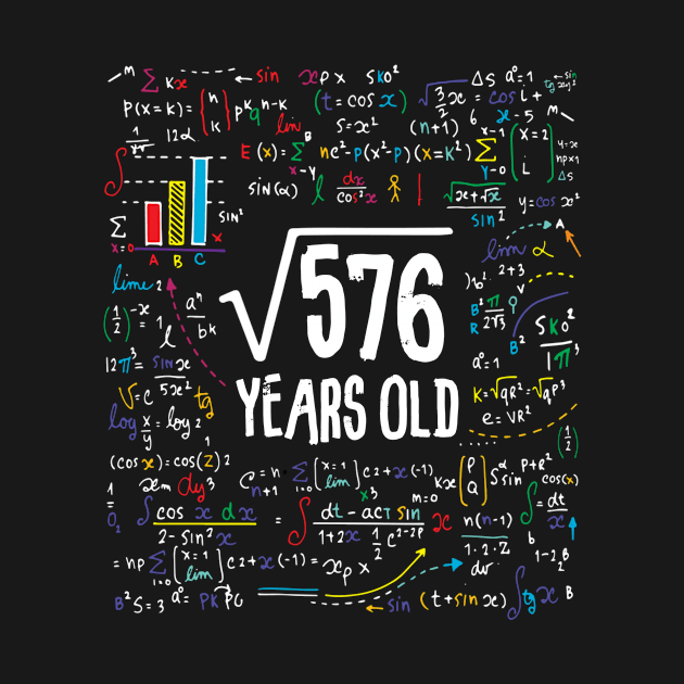 Square Root Of 576 24th Birthday 24 Year Old Gifts Math by Kerin