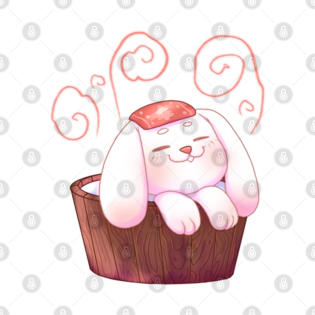 Bunny chilling in a tub by Itsacuteart