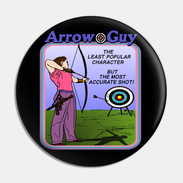 ARROW GUY Retro Off Brand Knock Off Parody Boot Super Hero Pin by blueversion