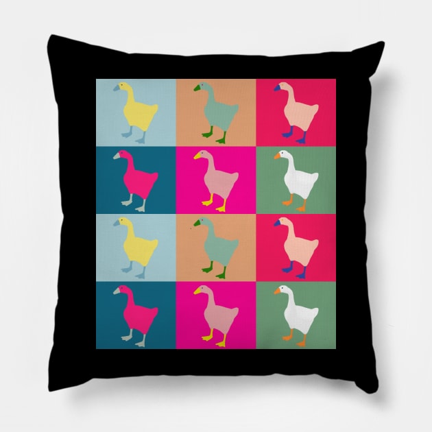 Multi-Colored Warhol Style Geese Pillow by OnlyGeeses