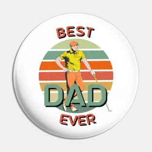 Best Dad Ever Golfing Dad Retro Sunset Pin