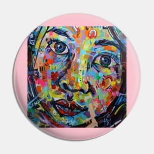 Little In Large Abstract Face Painting | Hidden Rainbow Face Portrait | Abstract Pop Surreal Pin