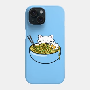 Cute cat eating ramen noodles Phone Case