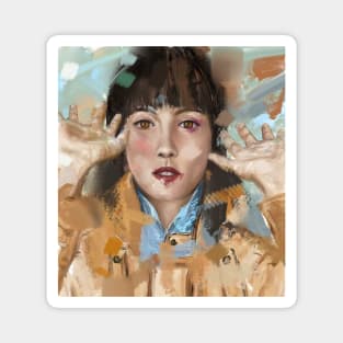 Contemporary Painting of a Beautiful Woman in a Chaotic Atmosphere Magnet