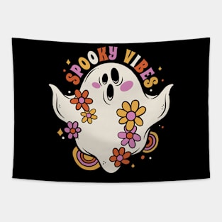 Retro Spooky Vibes // Vintage Halloween Groovy Ghost Tapestry