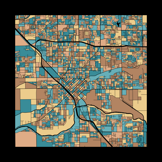 Modesto Map Pattern in Mid Century Pastel by PatternMaps