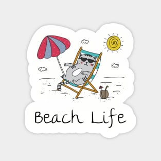 Beach Life Cat in Beach Chair Magnet