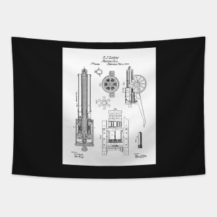 Gatling Machine Gun Patent - Gun Lover Gun Shop Art - White Tapestry