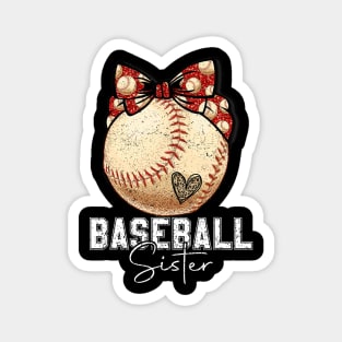 Vintage baseball sister with bow Magnet