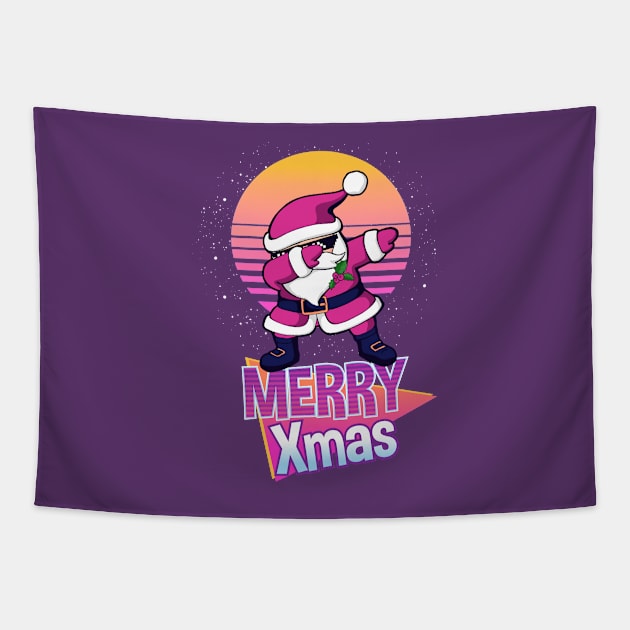 Cool 80s Dabbing Santa Dab Santa Funny  Christmas Gift Tapestry by zeno27