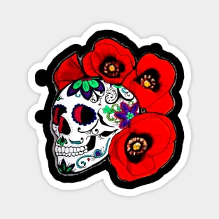 Sugar skull with poppies Magnet