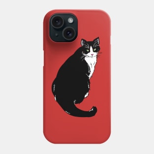 Cute Tuxedo Cat Illustration Phone Case