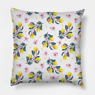 Fresh Summer Lemons Branches Pillow