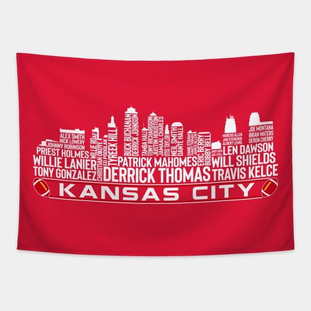 Kansas City Football Team All Time Legends, Kansas City Skyline Tapestry by Legend Skyline