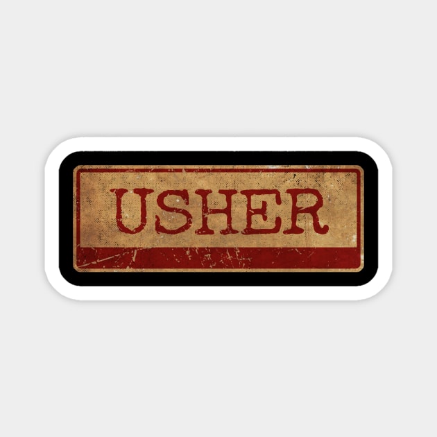 Aliska text red gold retro Usher Magnet by Aliska