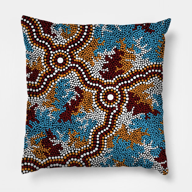 Aboriginal Art - Wetland Dreaming Pillow by hogartharts