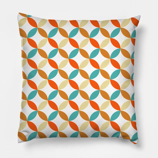 Turquoise Orange Cream Mid Century Circles Pattern Pillow by OrchardBerry