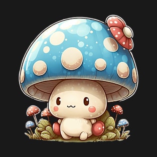 Cute Mushroom Blue Cap T-Shirt