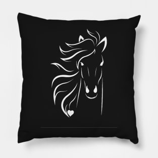 White design horse and heart Pillow