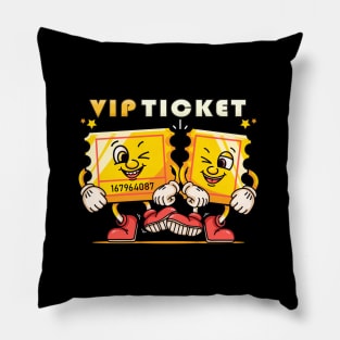 VIP Ticket, cartoon mascot character truncated tickets Pillow