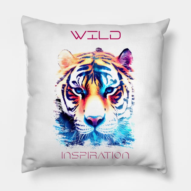 Tiger Wild Nature Animal Colors Art Painting Pillow by Cubebox