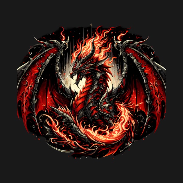 Flaming dragon heavy metal ghotic by Mechanime World