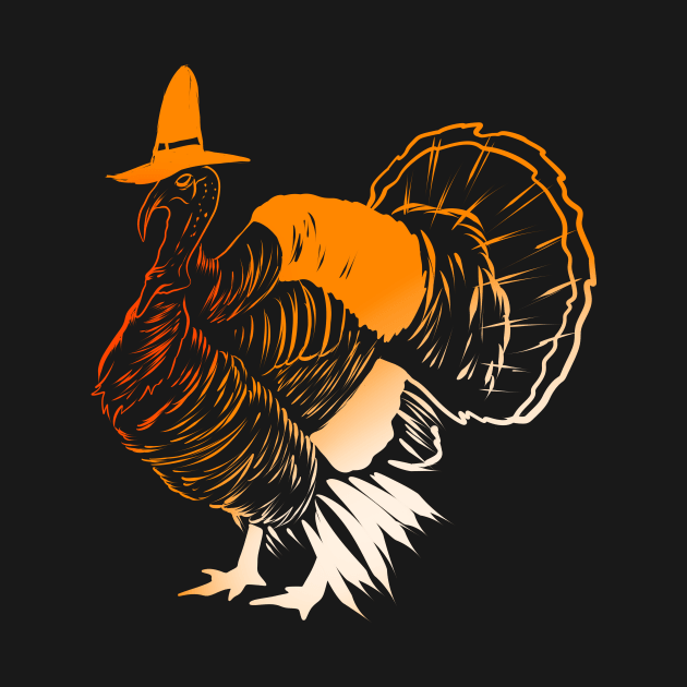 Stylized Turkey With A Pilgrims Hat For Thanksgiving by SinBle