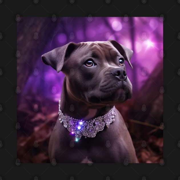 Staffy Puppy In Forest by Enchanted Reverie