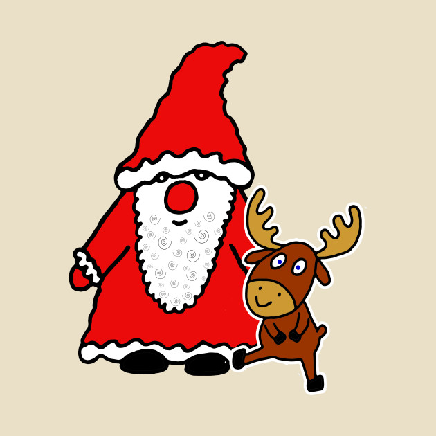 Santa Claus with baby moose by MarionsArt