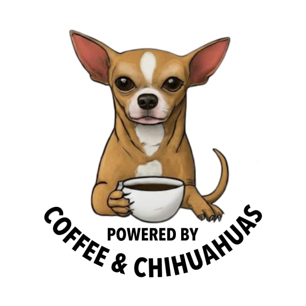 Powered By Coffee and Chihuahuas -Cute Chihuahua Gift by BubbleMench
