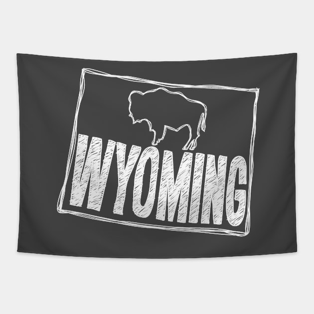 Wyoming (White Graphic) Tapestry by thefunkysoul