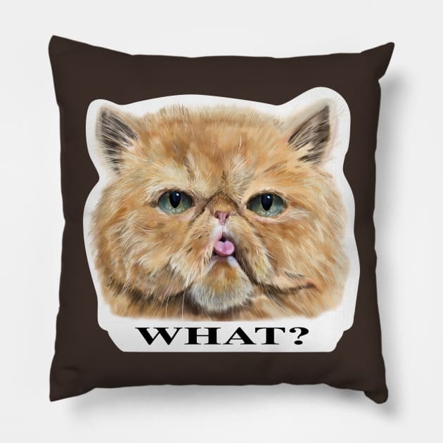 Persian Cat, What, T-Shirt Pillow by Kerrycartoons