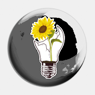 Sunflower in broken lightbulb Pin