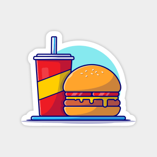 Burger And Soda Cartoon Vector Icon Illustration (6) Magnet