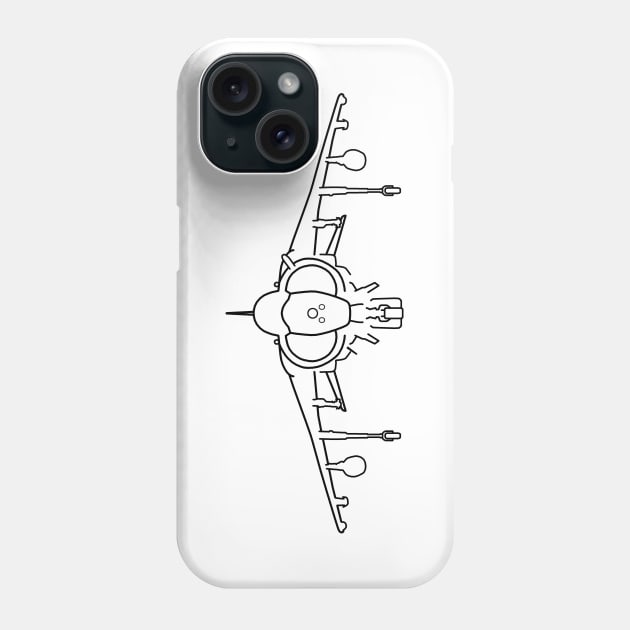 Hawker Harrier jump jet fighter aircraft outline graphic (black) Phone Case by soitwouldseem