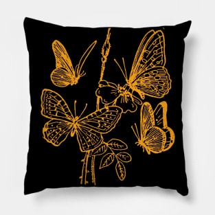 Butterfly Pattern Gold Pillow