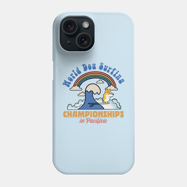 Dog surfing in pacific california Phone Case by Imaginar.drawing