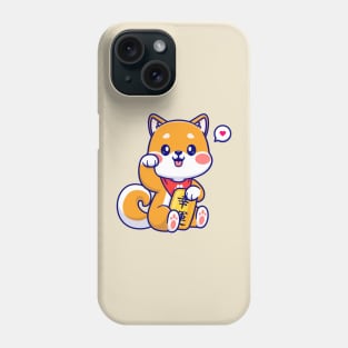 Cute Lucky Shiba Inu Holding Gold Coin Cartoon Phone Case